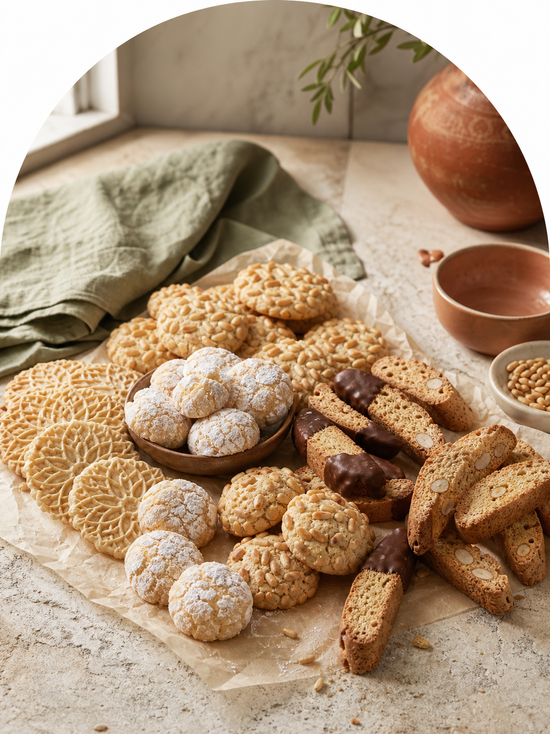 A generous assortment of handmade Italian cookies